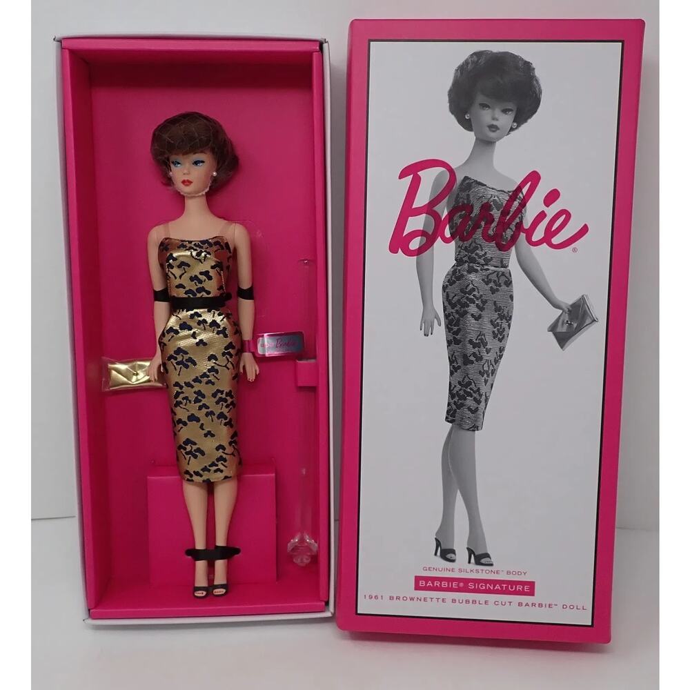 1961 BROWNETTE BUBBLE CUT SILKSTONE BARBIE DOLL 2020 GOLD MATTEL GXL25